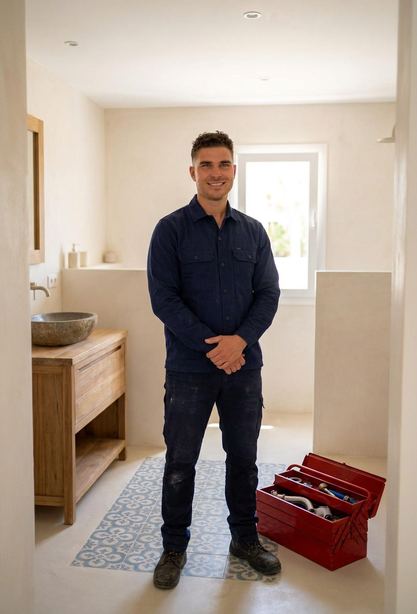 Nick Zimmer of Blue Coast Solutions at work on a plumbing installation